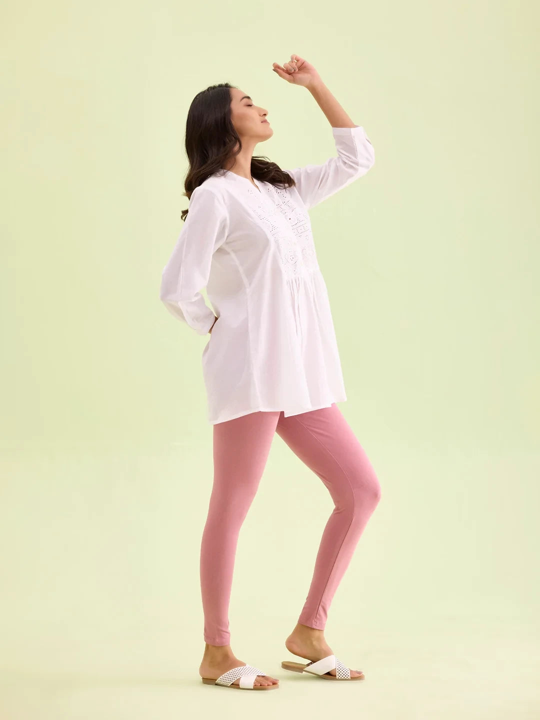 Go Colors Mauve Cotton Stretch Ankle Length Leggings