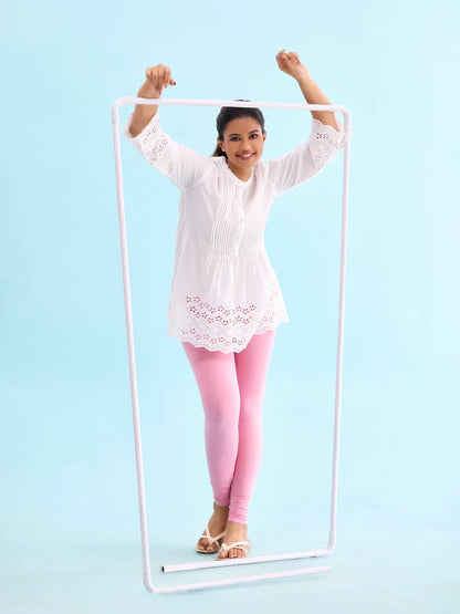 Go Colors Rose Cotton Stretch Ankle Length Leggings