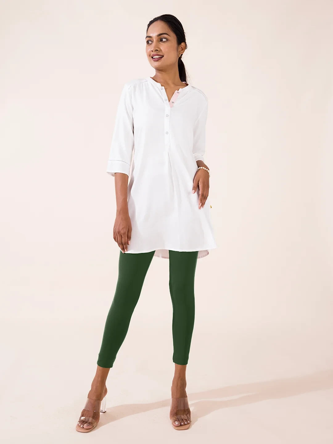 Go Colors Evergreen Cotton Stretch Ankle Length Leggings