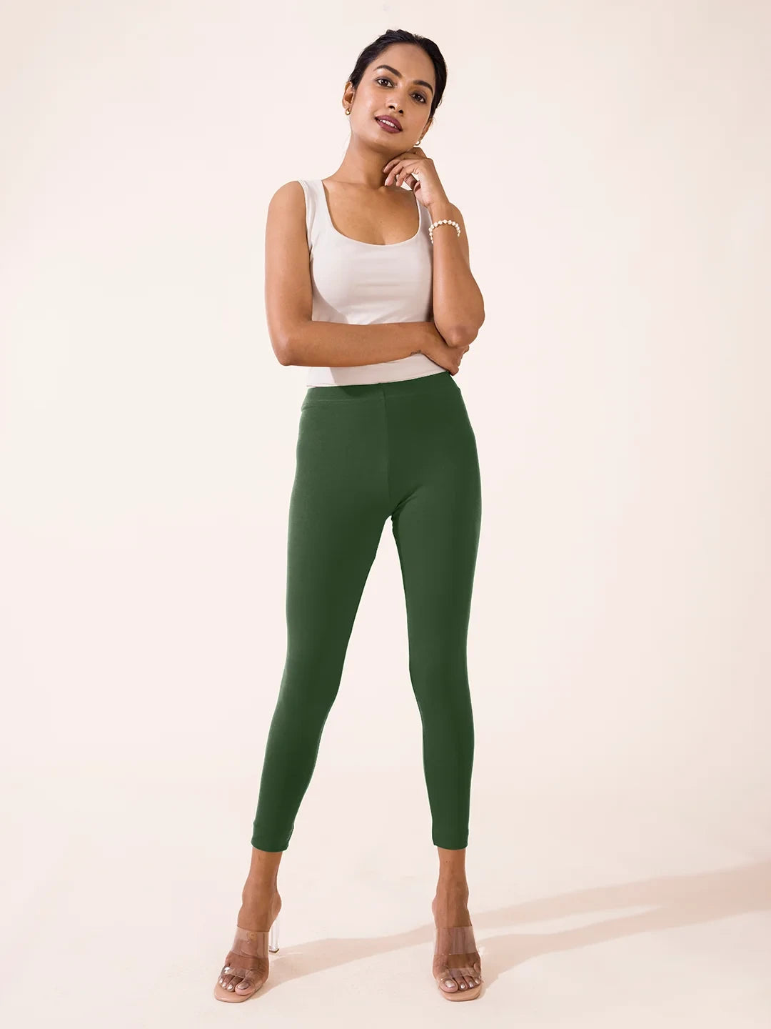 Go Colors Evergreen Cotton Stretch Ankle Length Leggings