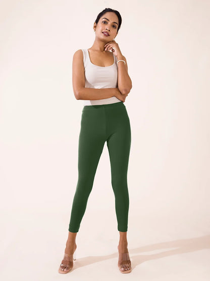 Go Colors Evergreen Cotton Stretch Ankle Length Leggings