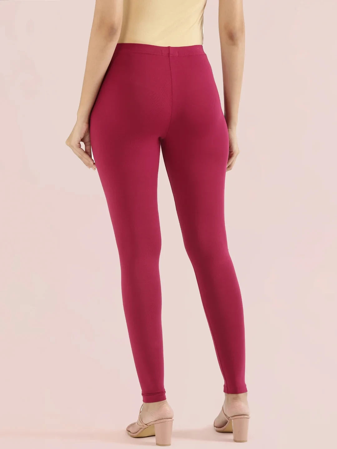 Go Colors Dark Fuchsia Cotton Stretch Ankle Length Leggings