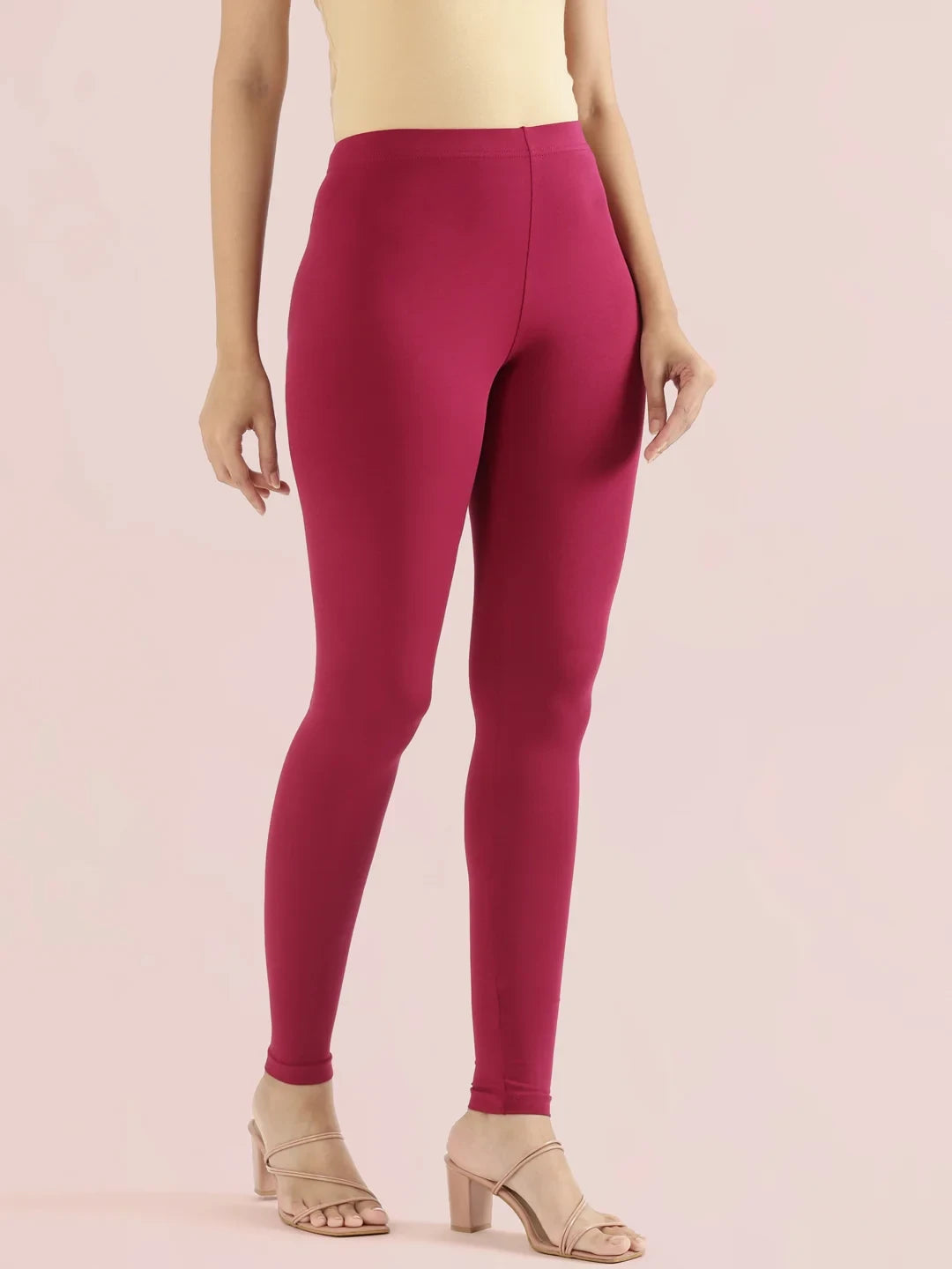Go Colors Dark Fuchsia Cotton Stretch Ankle Length Leggings