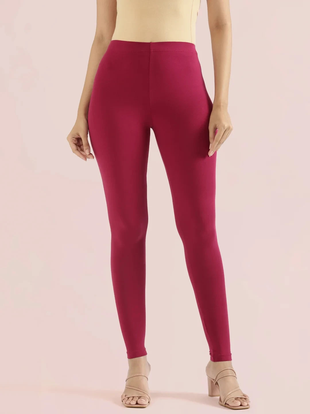 Go Colors Dark Fuchsia Cotton Stretch Ankle Length Leggings