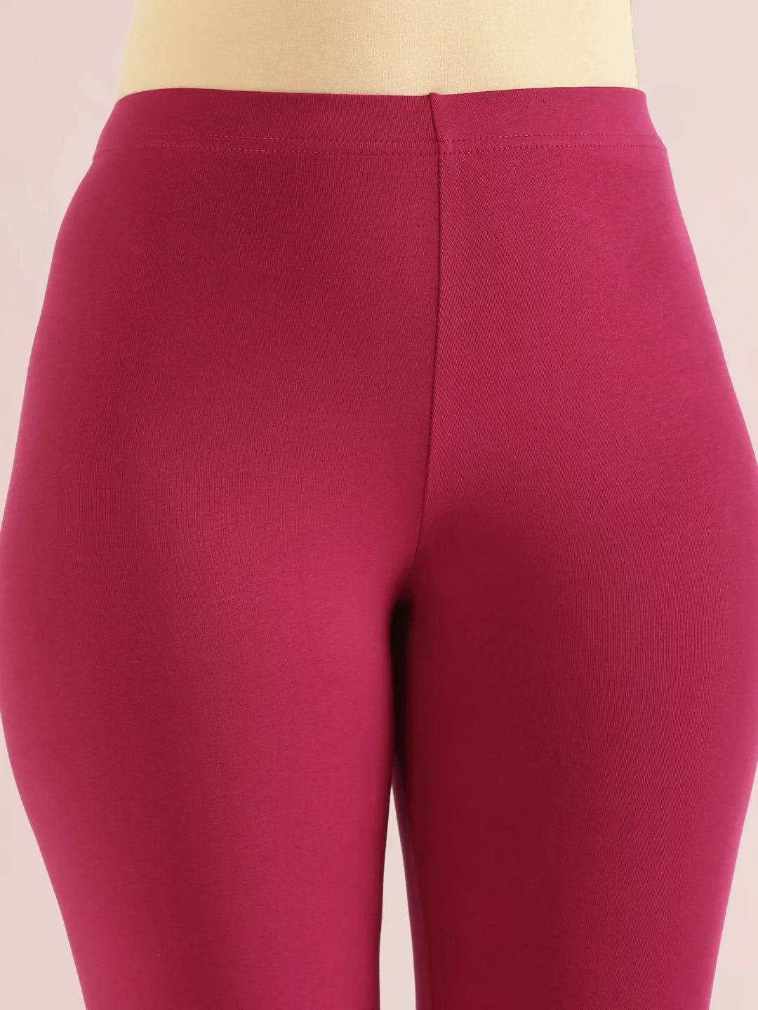 Go Colors Dark Fuchsia Cotton Stretch Ankle Length Leggings