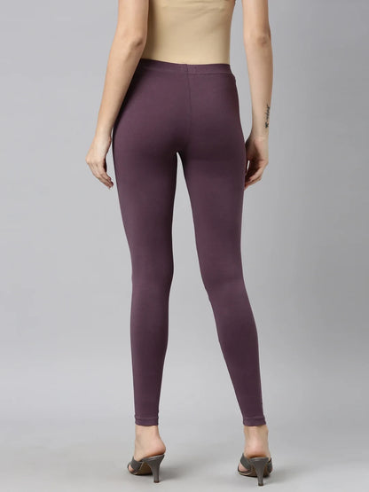 Go Colors Purple Cotton Stretch Ankle Length Leggings
