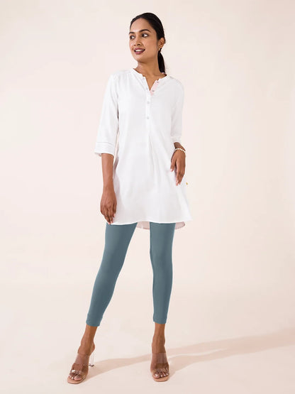 Go Colors Teal Cotton Stretch Ankle Length Leggings