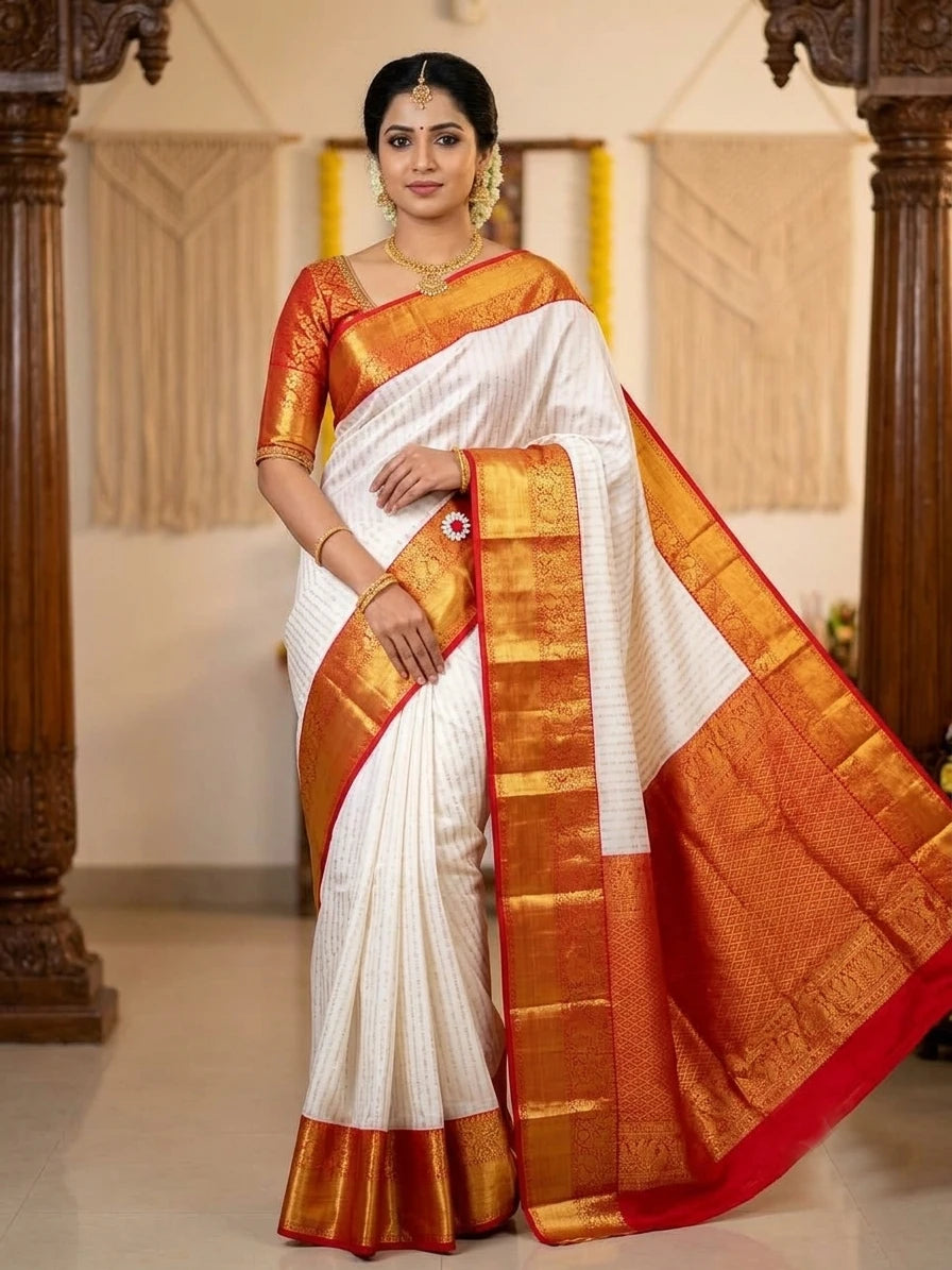Pure Kanchipuram Handwoven Korvai Bridal Silk Saree