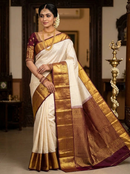 Pure Kanchipuram Handwoven Korvai Bridal Silk Saree