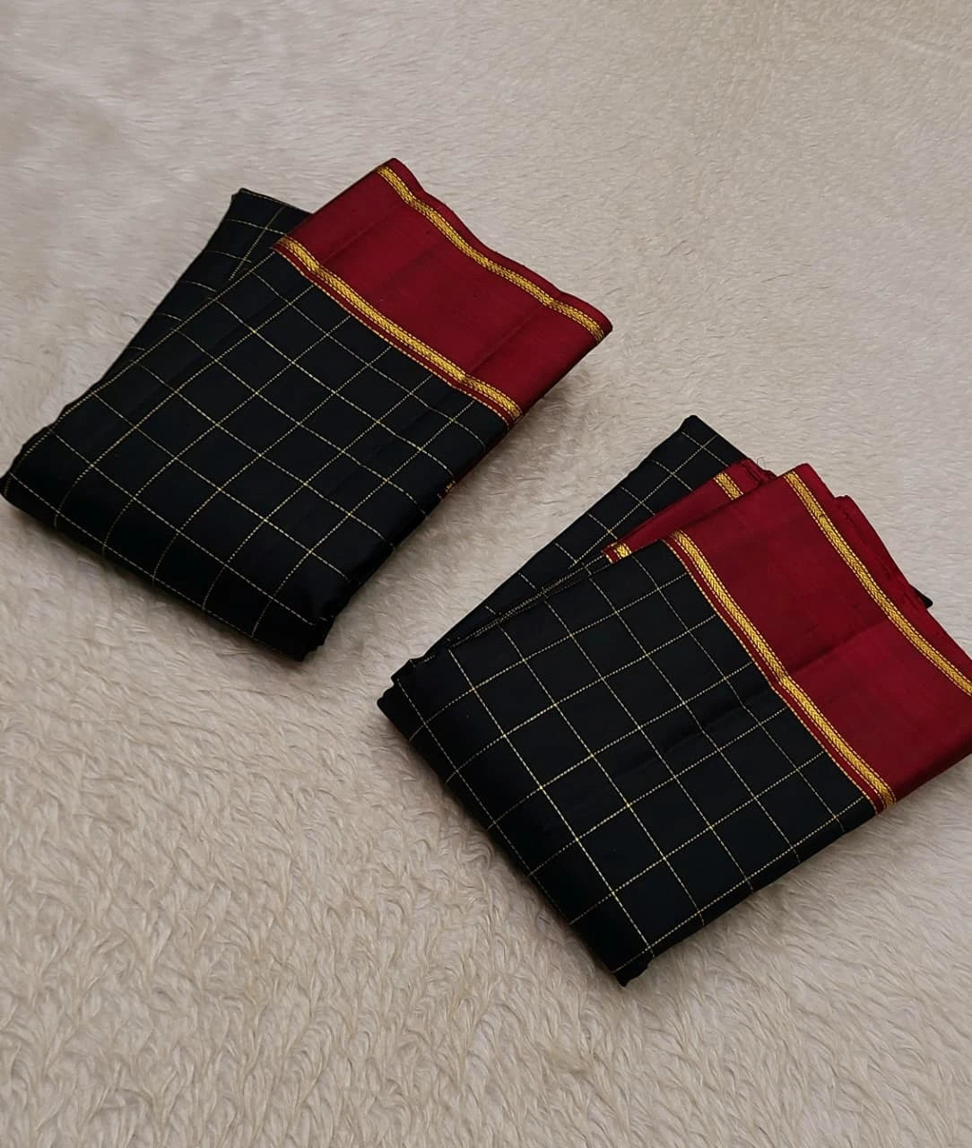 Pure Kanchipuram Handwoven Premium Korvai Pattern Silk Saree - Black