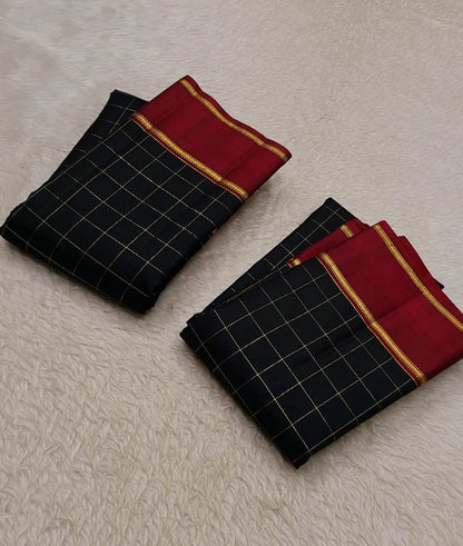 Pure Kanchipuram Handwoven Premium Korvai Pattern Silk Saree - Black