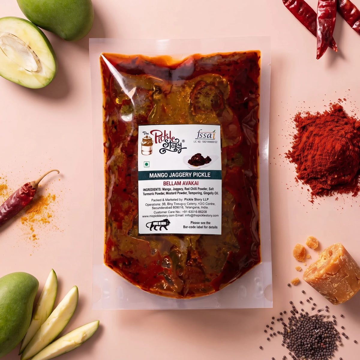 Picklestory Mango,Jaggery& Mustard Pickle- Bellam Avakkai