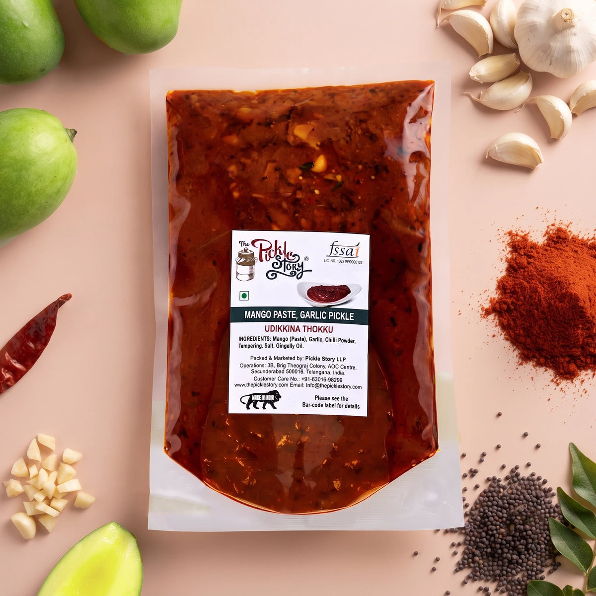 Picklestory Mashed Mango Garlic Pickle -Udikkina Thokku
