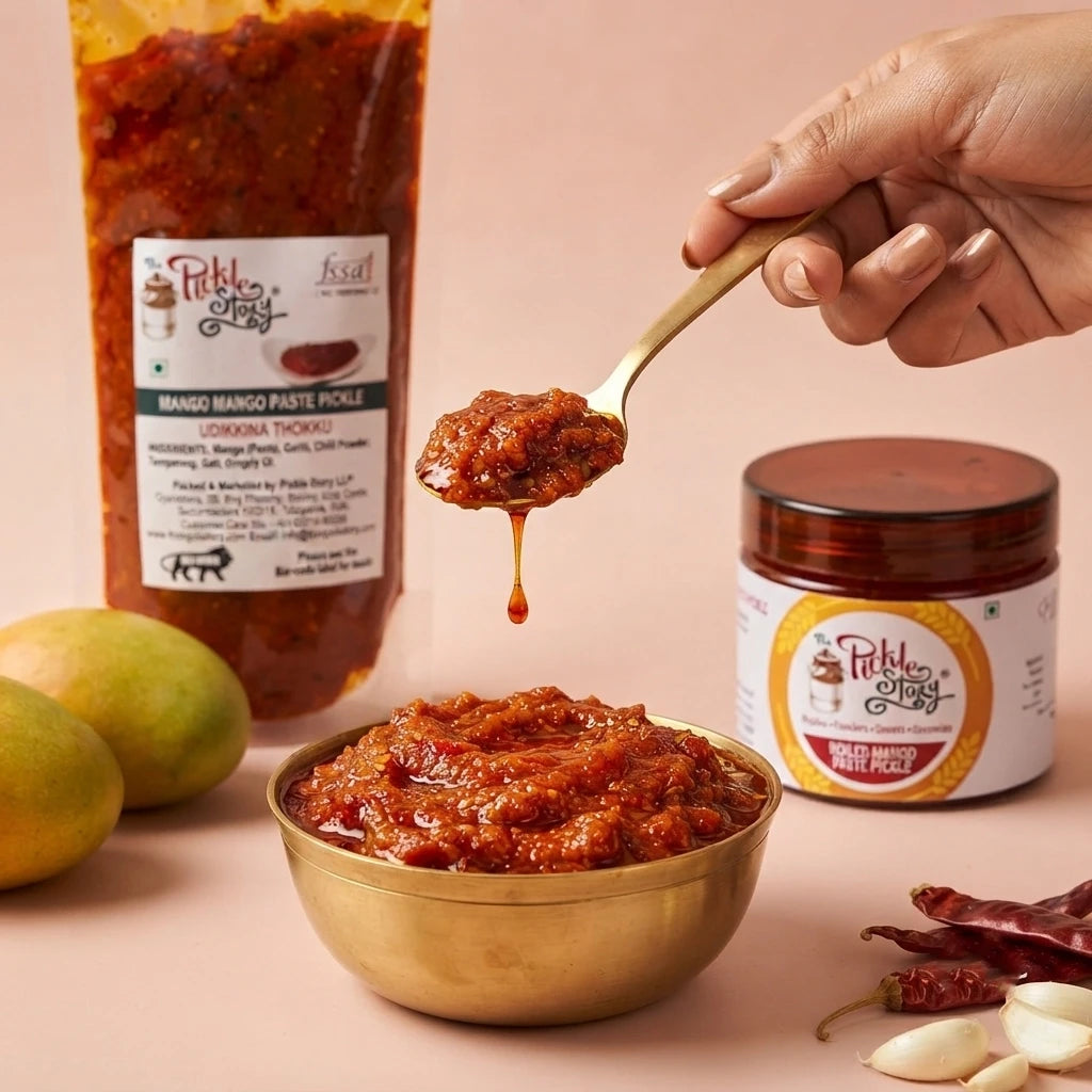 Picklestory Mashed Mango Garlic Pickle -Udikkina Thokku