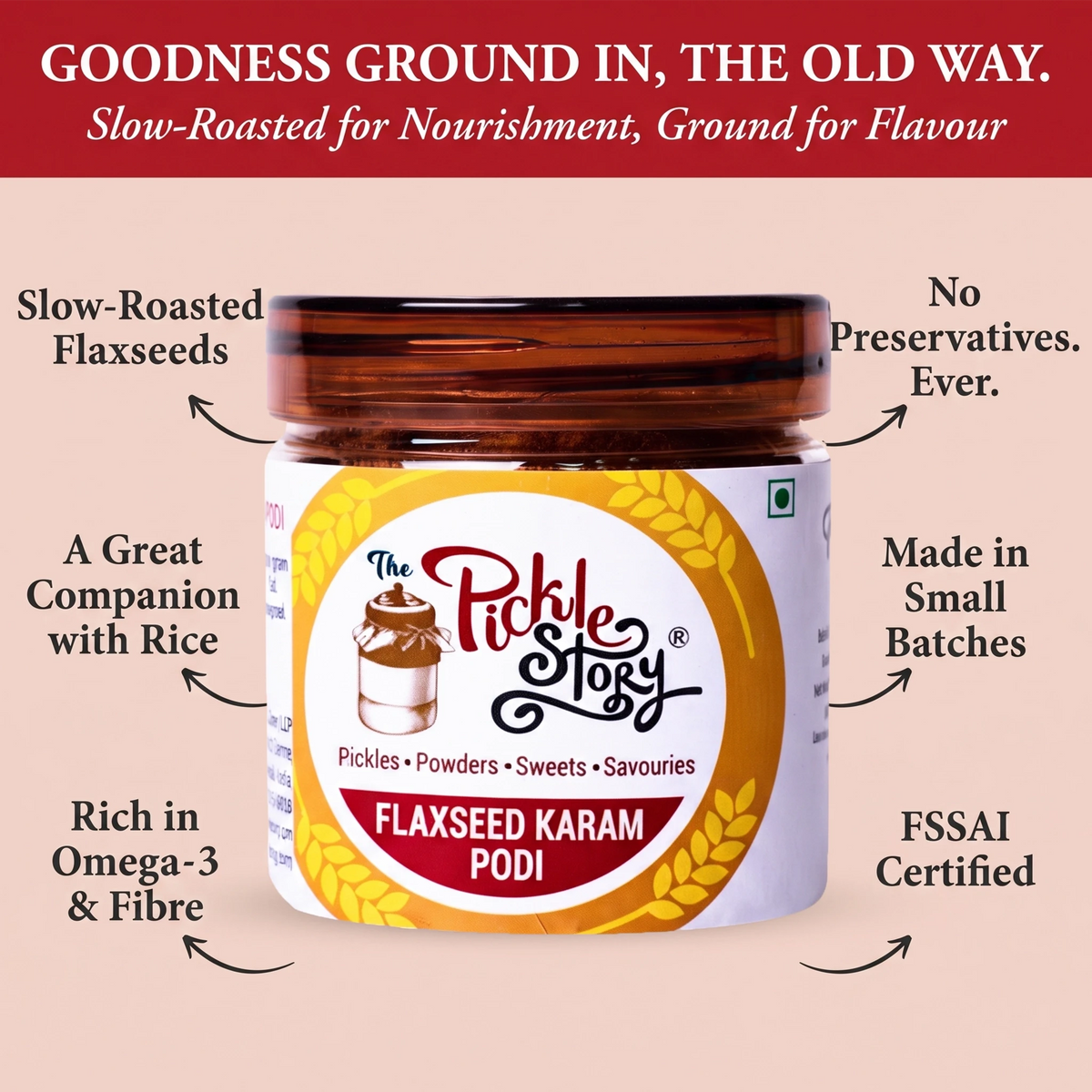 Picklestory Roasted Flax Seed (Alsi) Karam Podi
