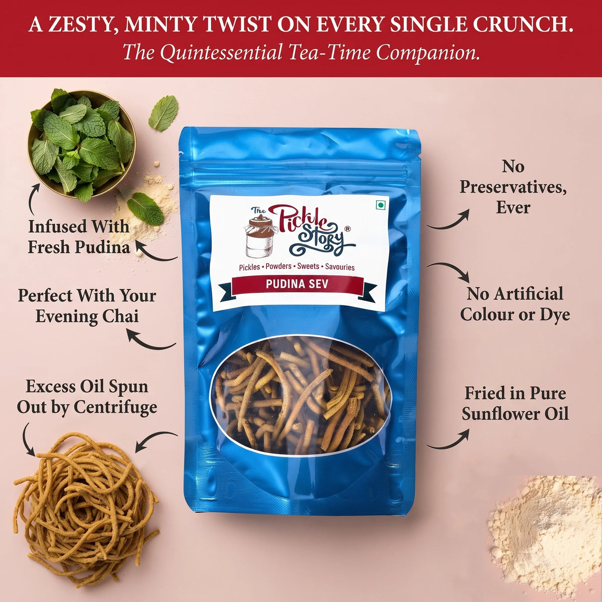 Picklestory Mint Crisp Noodles - Pudina Sev