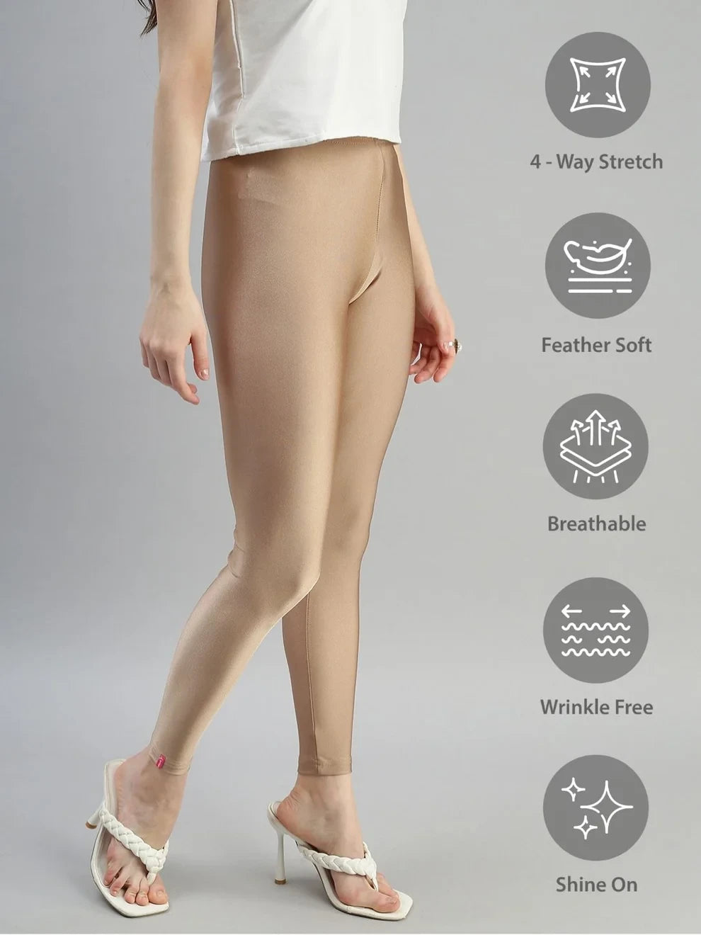 Prisma's Shimmer Leggings - Beige