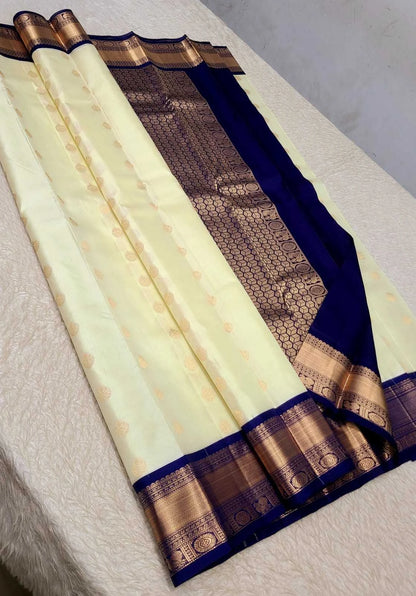 Pure Kanchipuram Handwoven Korvai Bridal Silk Saree – Sandal