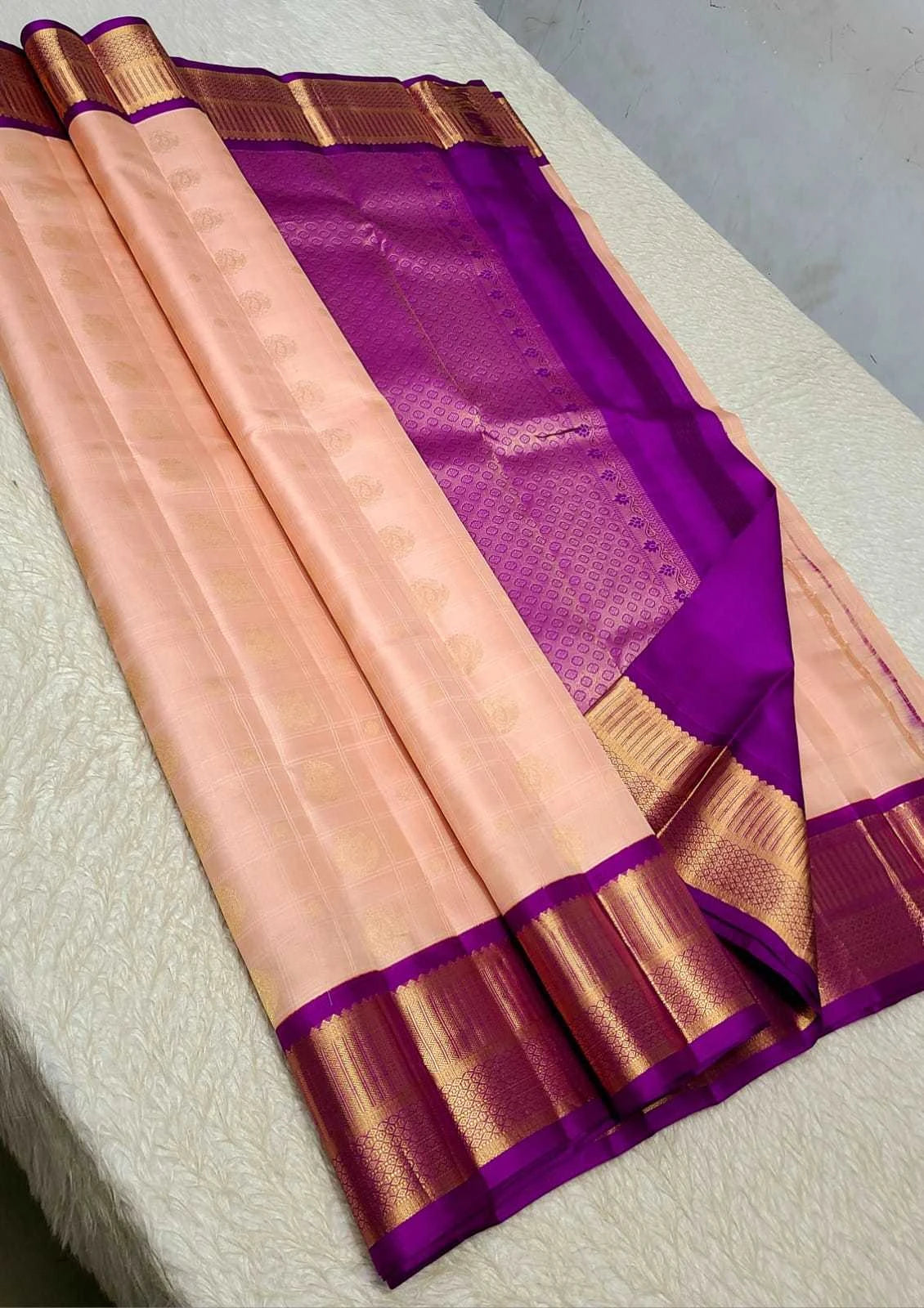 Pink Kanchipuram Korvai Silk Saree with Blouse