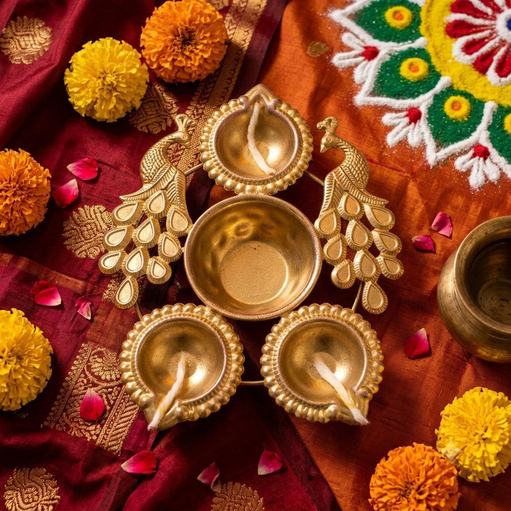 Urulli - Brass Deepam - Peacock (3)