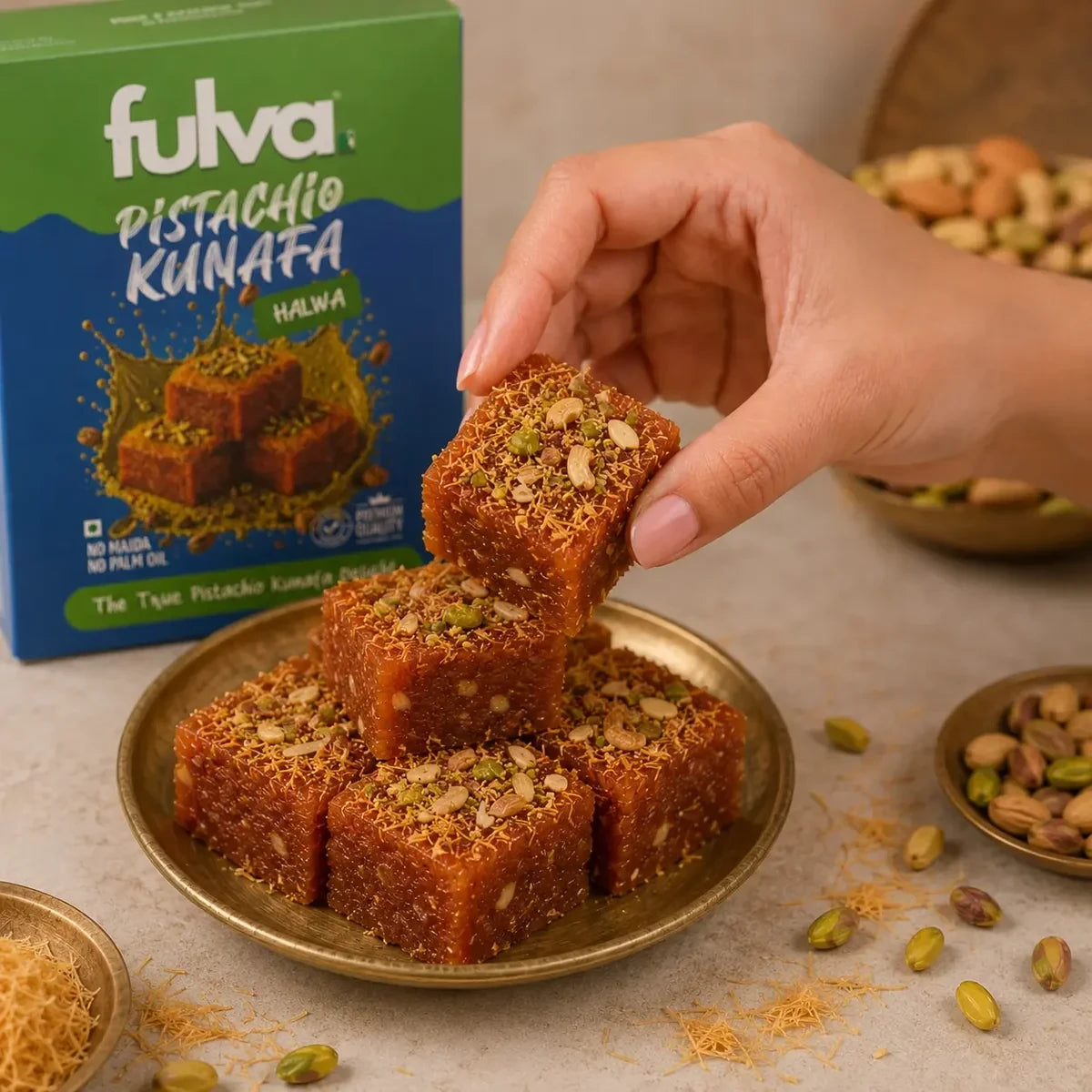 Fulva's Pistachio Kunafa Halwa