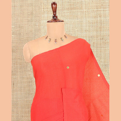 Pothys Borderless Red Khadi Cotton Saree
