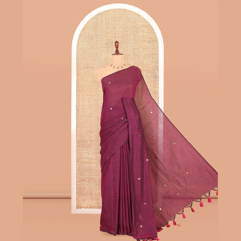 Pothys Borderless Purple Khadi Cotton Saree