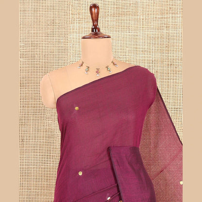 Pothys Borderless Purple Khadi Cotton Saree