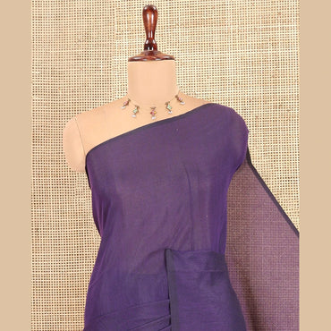 Pothys Borderless Dark Violet Plain Khadi Cotton Saree
