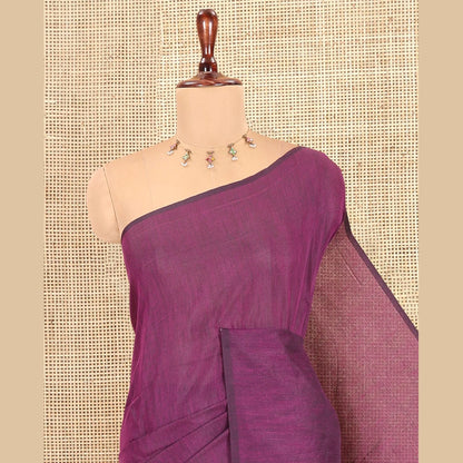 Pothys Borderless Purple Plain Khadi Cotton Saree