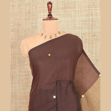 Pothys Borderless Brown Khadi Cotton Saree