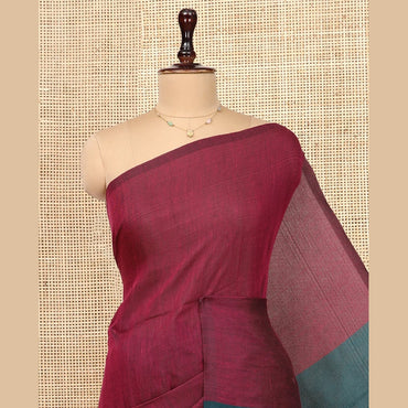 Pothys Borderless Purple Plain Design Khadi Cotton Saree