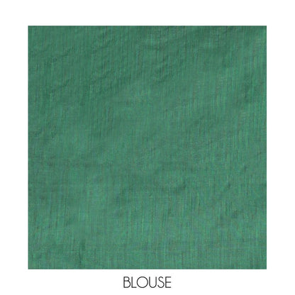 Pothys Borderless Peacock Green Plain Design Khadi Cotton Saree
