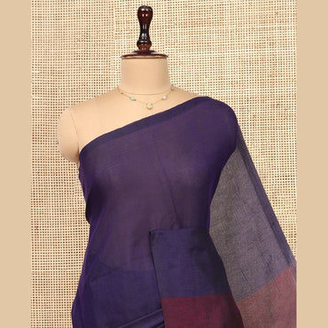 Pothys Borderless Violet-Purple Plain Design Khadi Cotton Saree