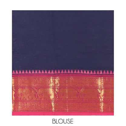 Pothys Navy Blue Blue Plain Chettinad Cotton Saree
