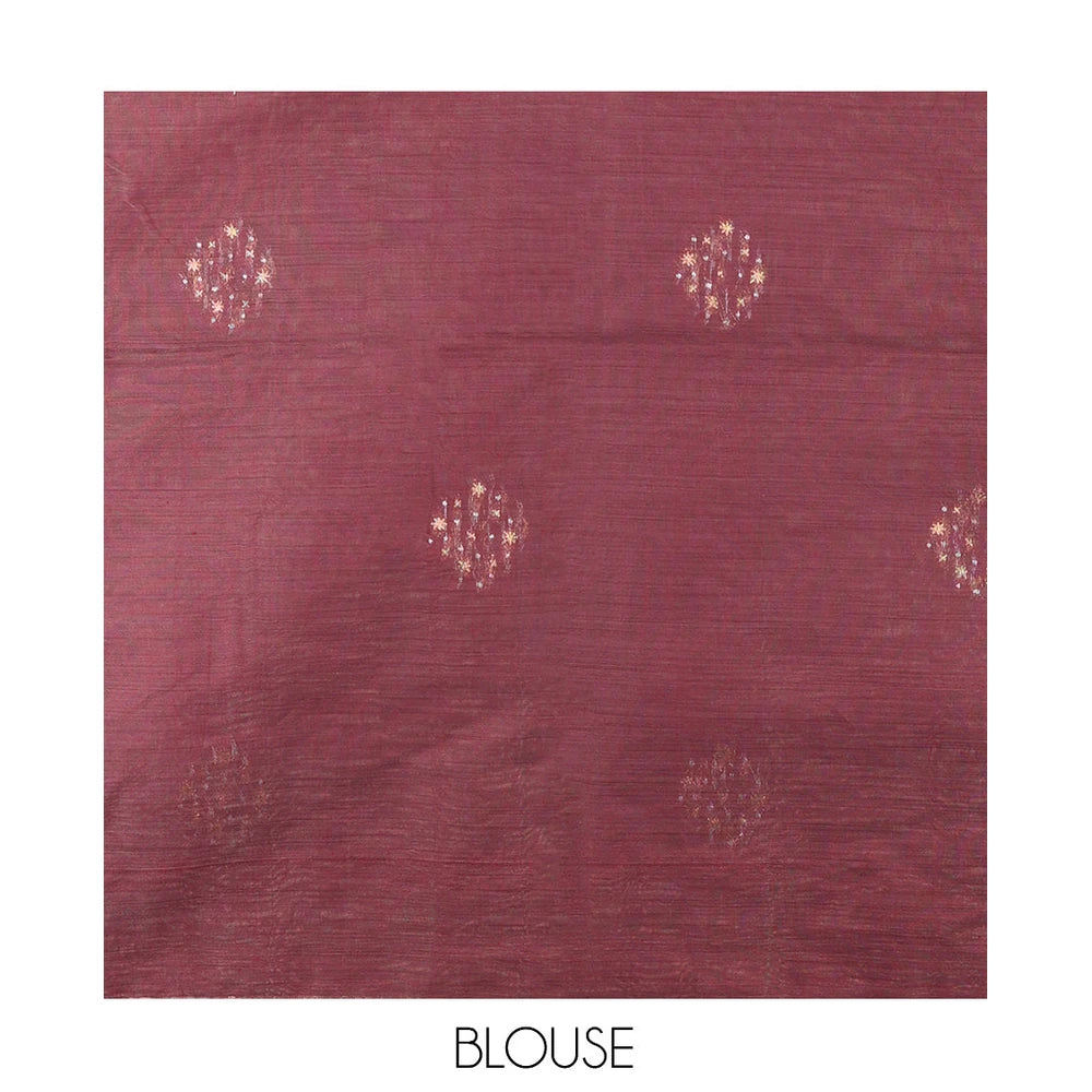 Pothys Wine Chanderi Cotton Saree