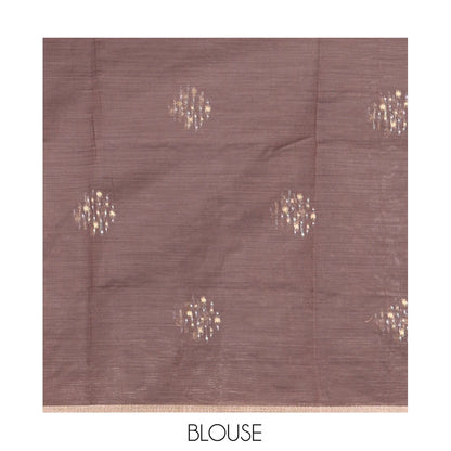 Pothys Brown Chanderi Cotton Saree With Zari Border