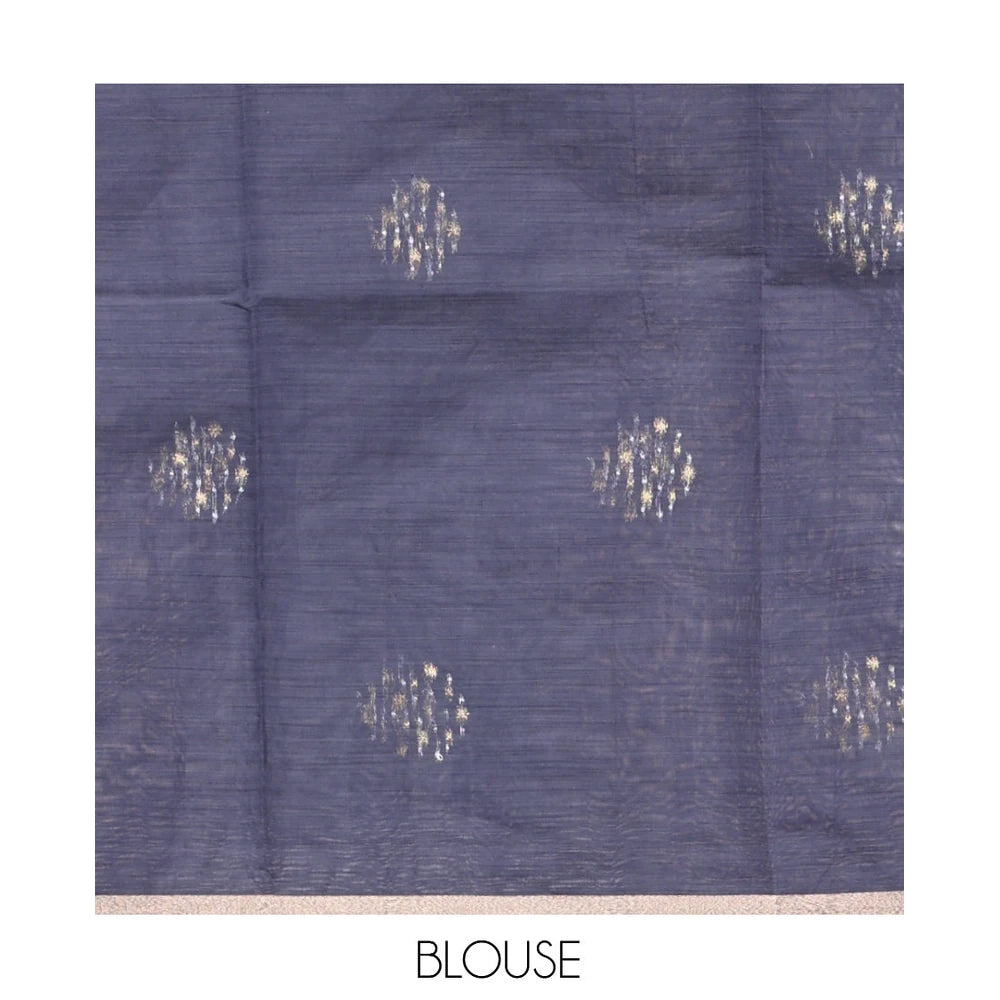 Pothys Navy Blue Blue Chanderi Cotton Saree