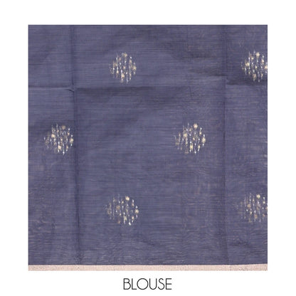 Pothys Navy Blue Blue Chanderi Cotton Saree