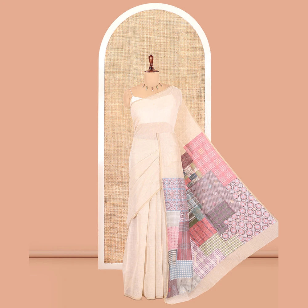 Pothys Borderless Chikku-Black Munga Cotton Saree
