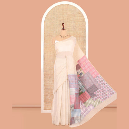 Pothys Borderless Chikku-Black Munga Cotton Saree