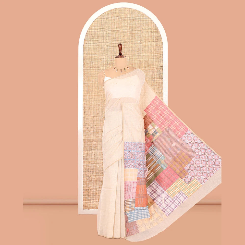 Pothys Borderless Chikku-Mustard Munga Cotton Saree