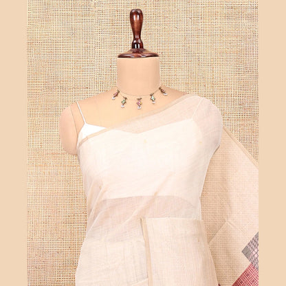 Pothys Borderless Chikku-Pink Munga Cotton Saree