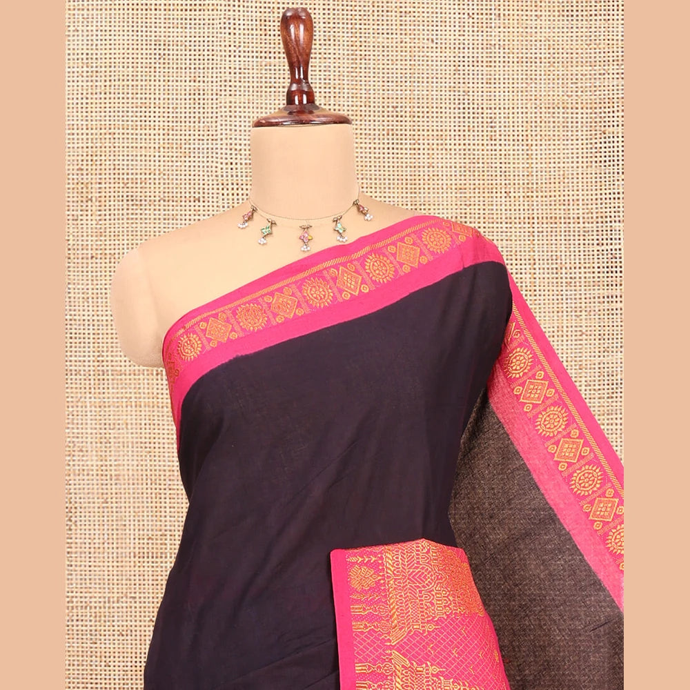 Pothys Wine Plain Sungudi Cotton Saree