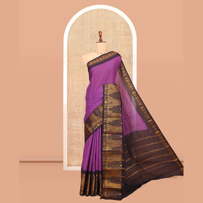 Pothys Violet Plain Sungudi Cotton Saree
