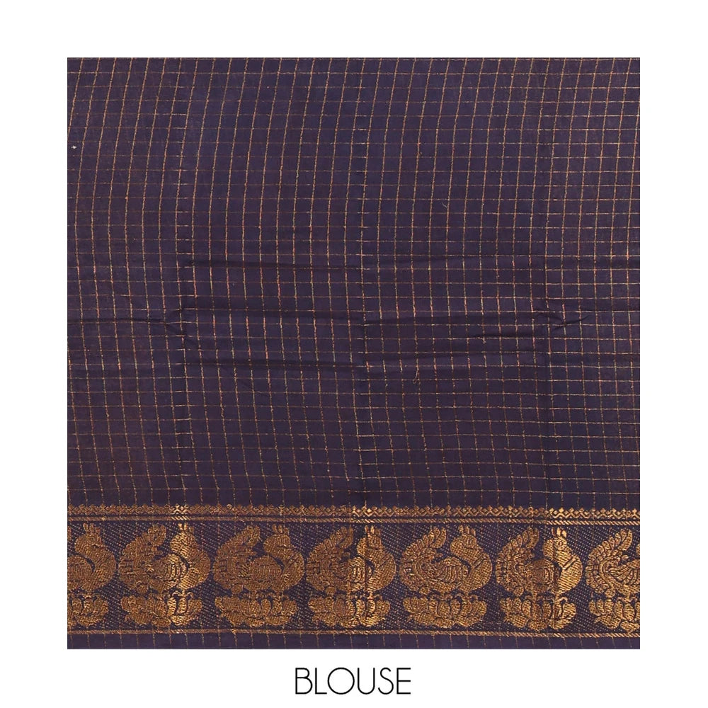 Pothys Violet Plain Sungudi Cotton Saree
