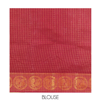 Pothys Brown Plain Sungudi Cotton Saree