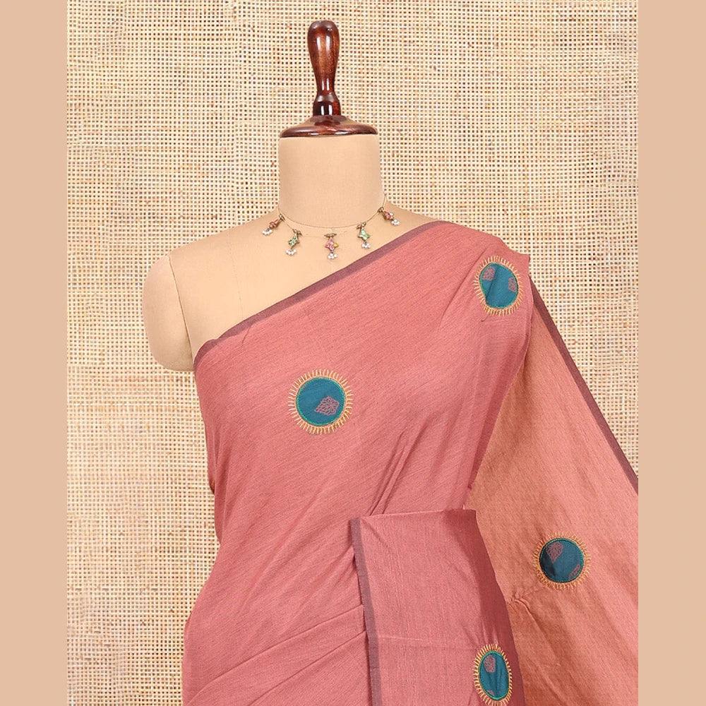 Pothys Borderless Onion Pink Plain South Cotton Saree