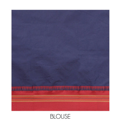 Pothys Navy Blue Blue-Maroon Plain Mercerised Cotton Saree