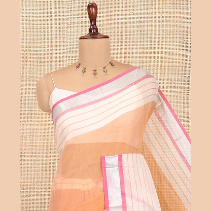 Pothys Mustard Plain Handloom Mercerised Cotton Saree